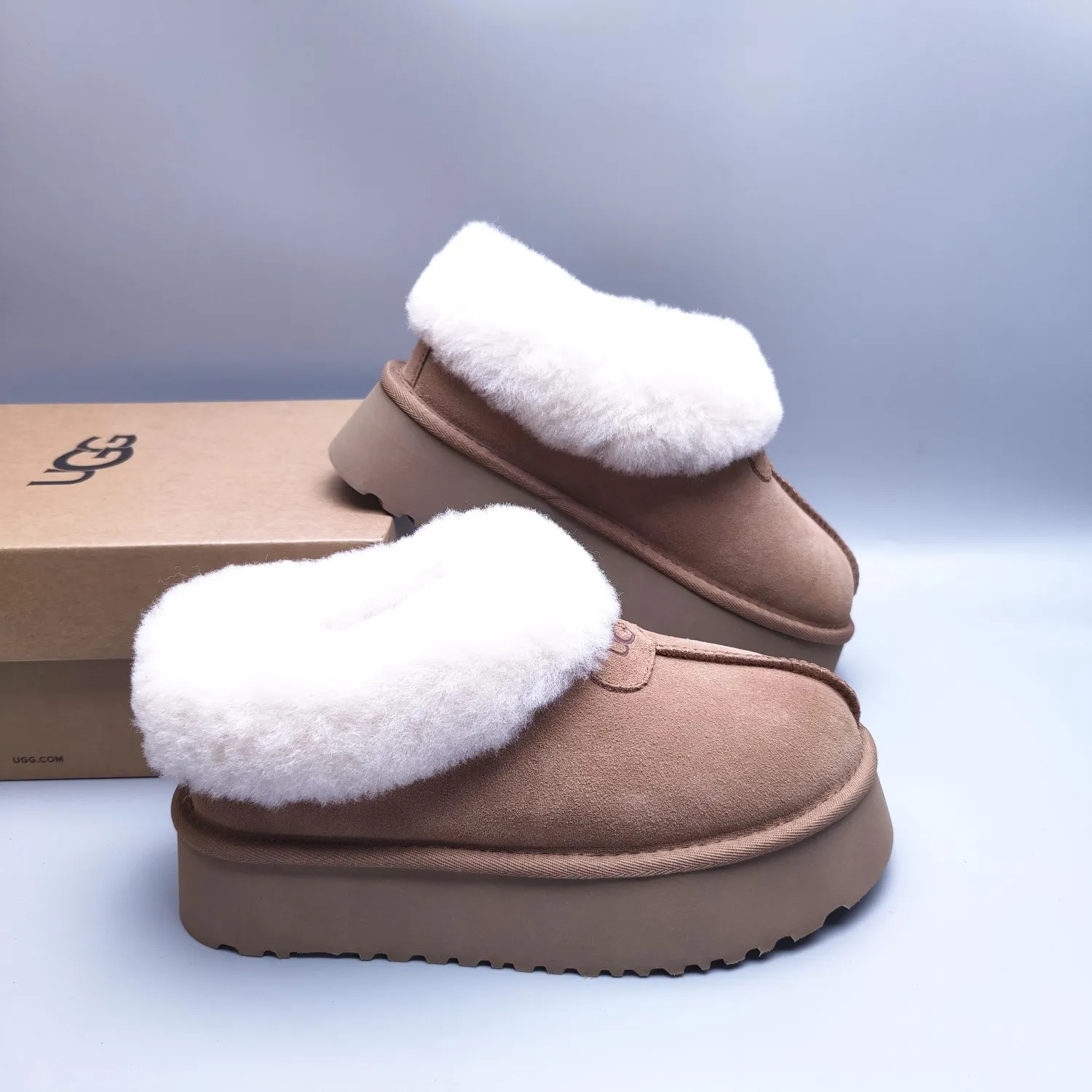 💰480 UGG sheepskin all-in-one snow boots 2661 Thick-soled suede style slip-on slip-on shoes Color: maroon Matching size: 35-40